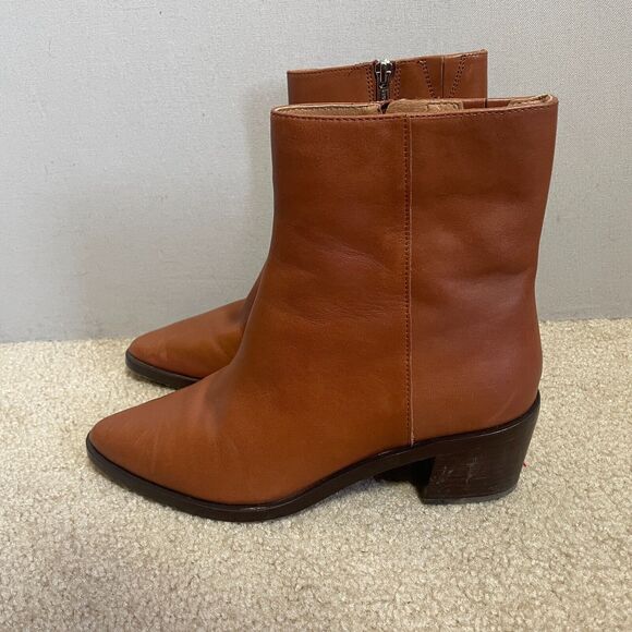 Madewell Boots Women 9 Warm Cinnamon Darcy Pointed Ankle Classic Minimalist - Picture 1 of 9
